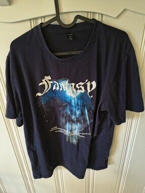 ROMWE Navy Blue Short Sleeve Graphic Tee with White and Blue Print